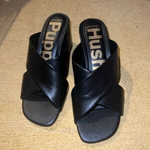 Hush Puppies | Ella Leather Cross Strap Block Heel Slide Sandal | Sz 8 | NWOT